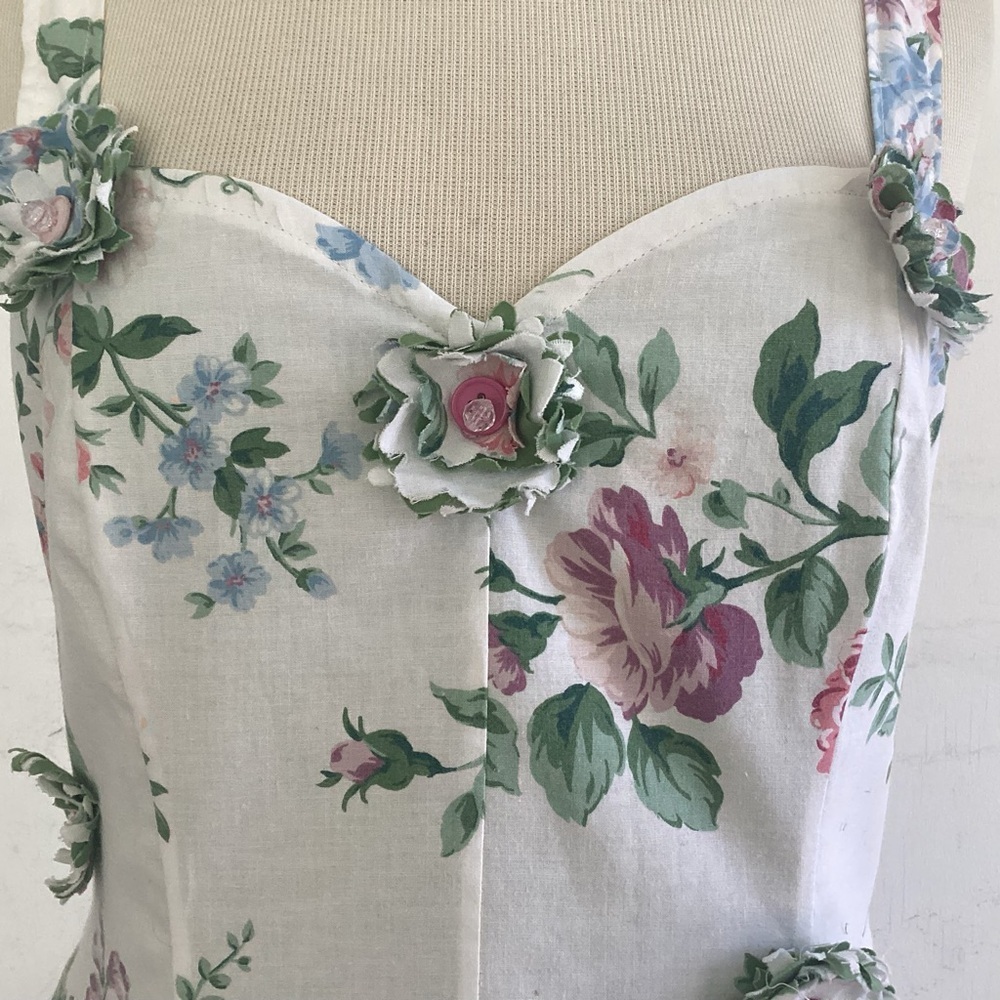 Upcycle Annie Fit/Flare Sweetheart Neckupcycled Floral Kentucky Derby Dress.L - Picture 3 of 14
